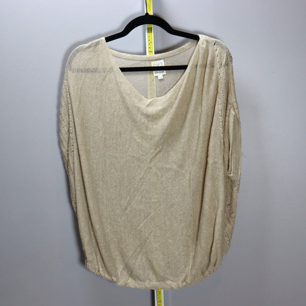 Ella Moss Linen Blend Sheer Knit Top Dolman Sleeve Boho Minimal Size S